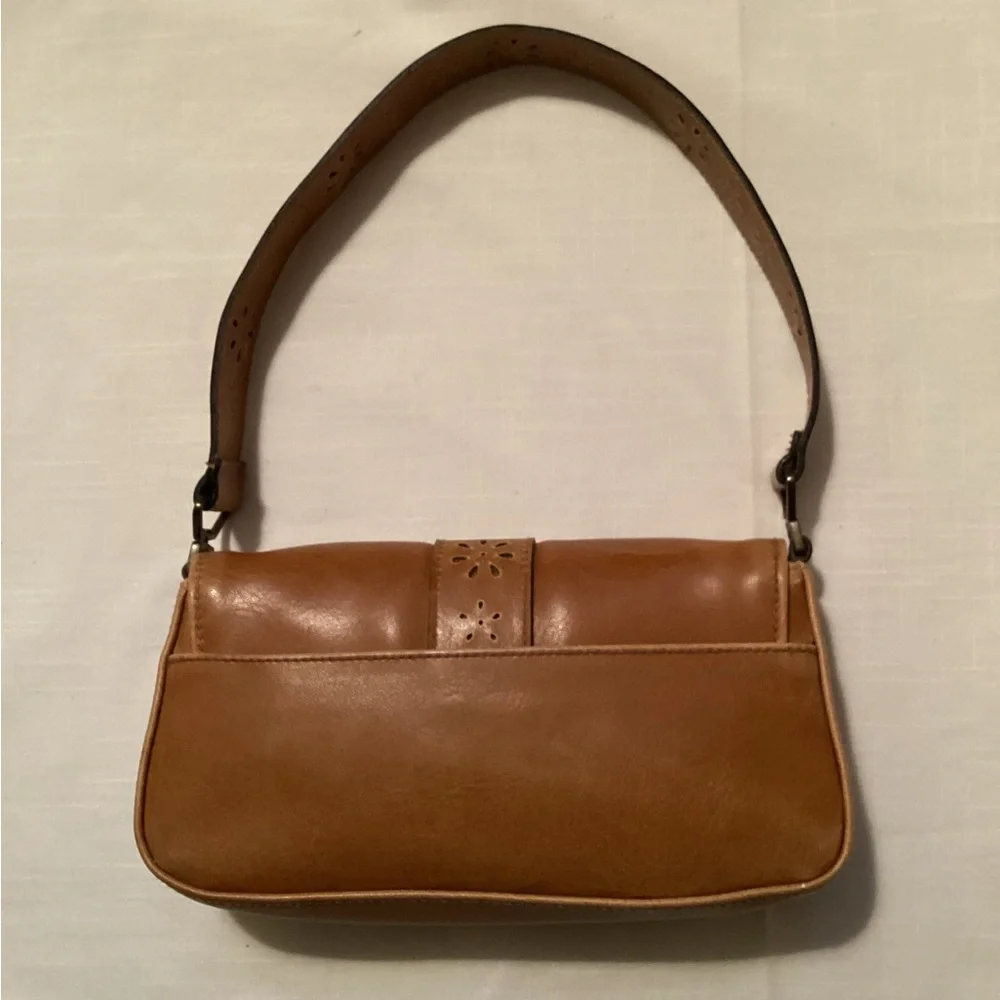 💗 Vintage Y2K baby bag laser cut vegan leather camel brown tan small purse